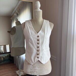 A New Day White Linen Blend Vest Top Size XS